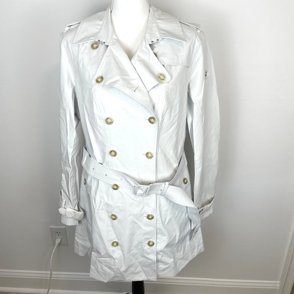 Save The Duck Pro Tech Belted Double Breasted Trench Coat In White Size XXL New - Picture 3 of 16